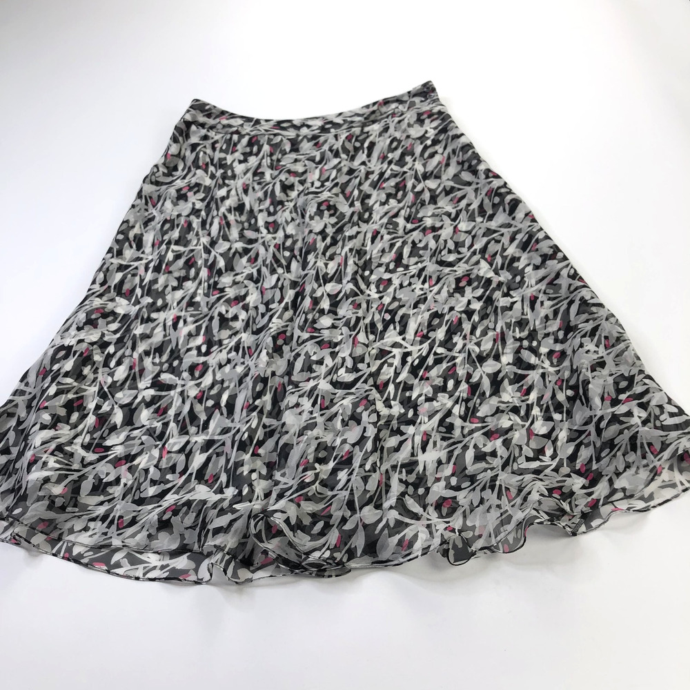 Jones New York 100% Silk NEW 10 (Fits 30In) Button Zip Knee Length Skirt Gray